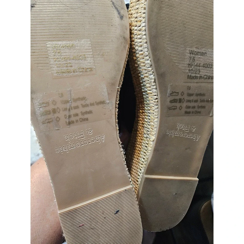 Abercrombie & Fitch Womns Black Raffia Platform Wedge  Sandals Size 7.5 Ky Derby - Picture 5 of 5